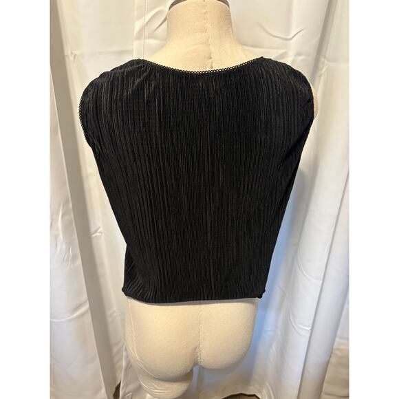 Vintage USA made Bay Studio feminine top Size M black - Picture 5 of 7